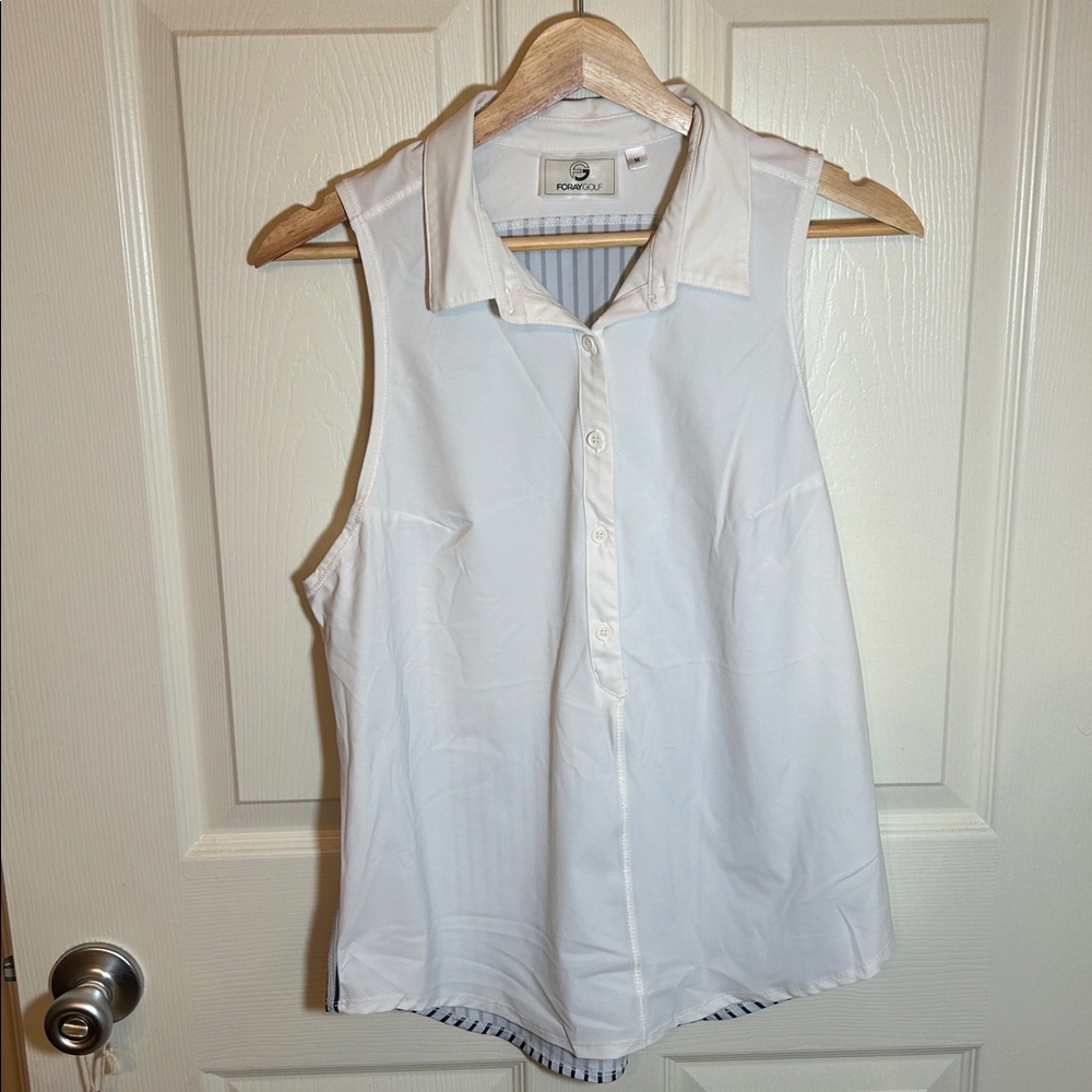 Foray Golf Sleeveless Polo Ghost Dog White Size Medium